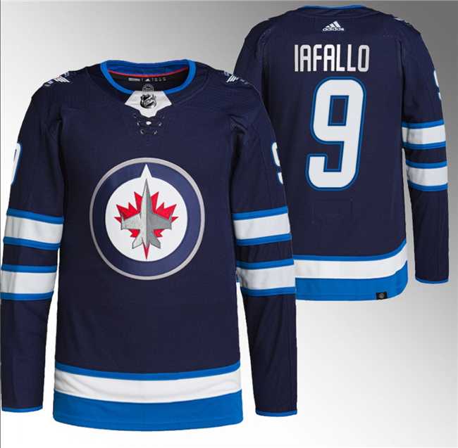 Mens Winnipeg Jets #9 Alex Iafallo Navy Stitched Jersey